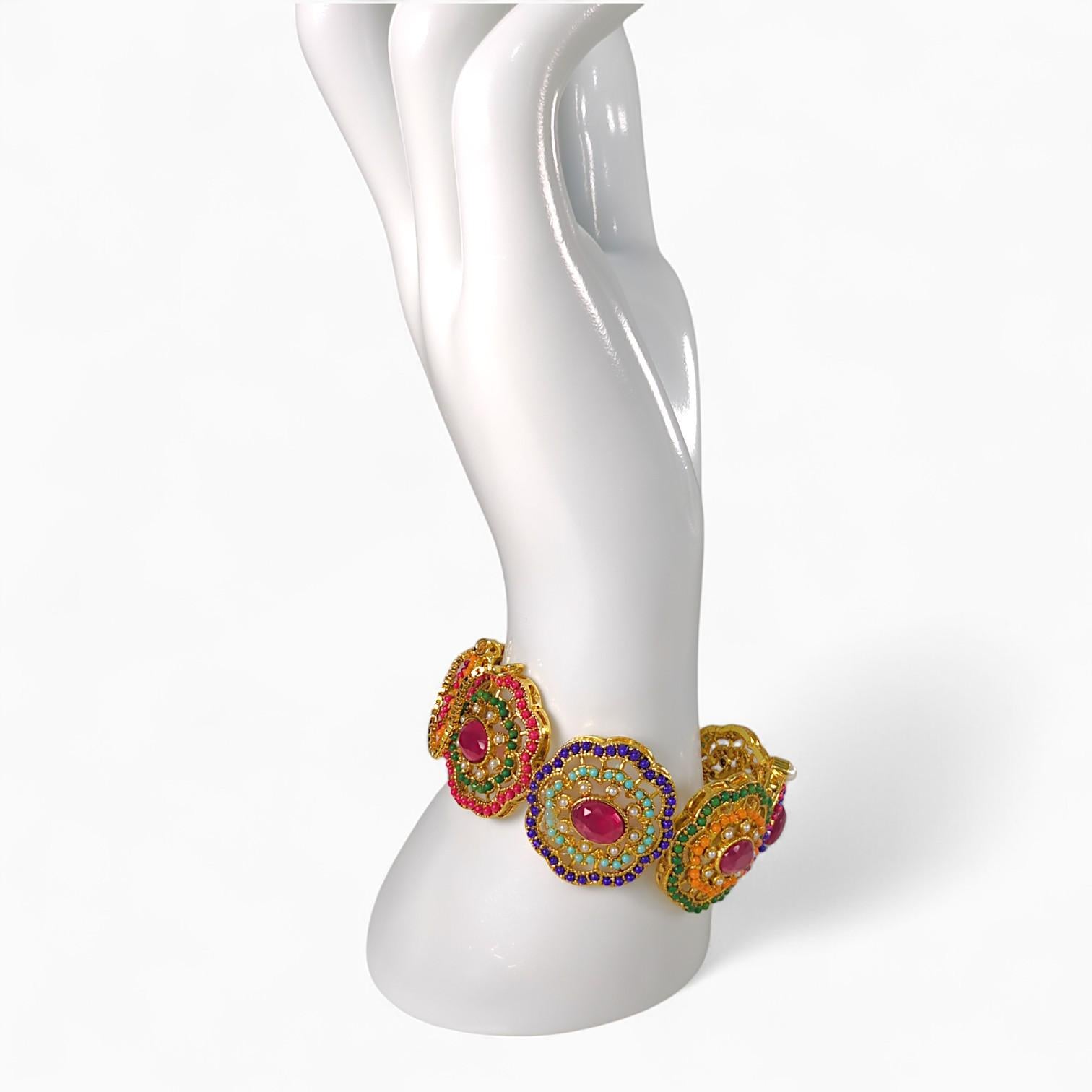 Tradionals Bangle with Golden Finish and Multiple Gemstones 2 Pieces - 2.5 Inch Traditional