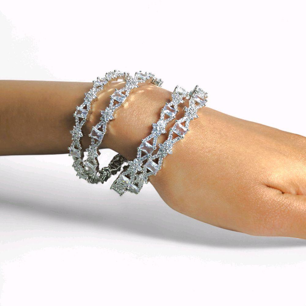 Zirconium Made Bangles With White Stone
