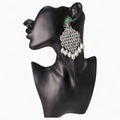 Bottle Green With Silver Earrings