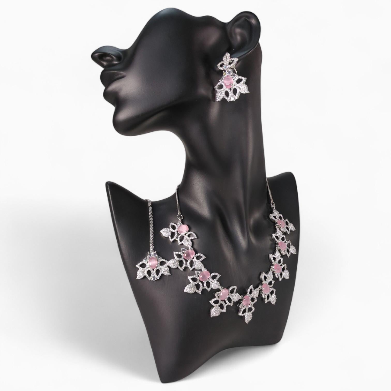 Pink Jewellery Set- including Necklace, Earrings and Bindi