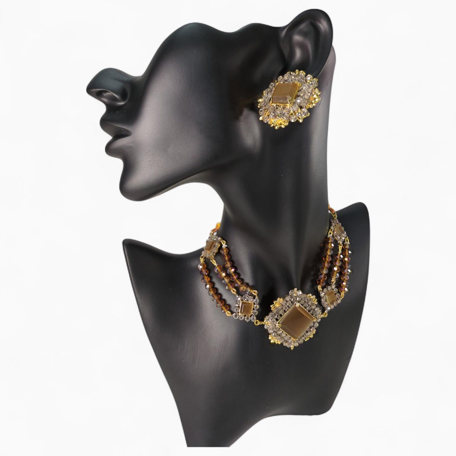 Tradionals Brown Necklace Set with Matching Earrings