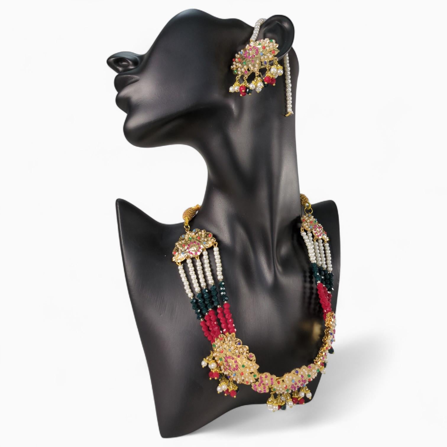 Traditional Multi-Color Jewellery Set Choker with Bindi