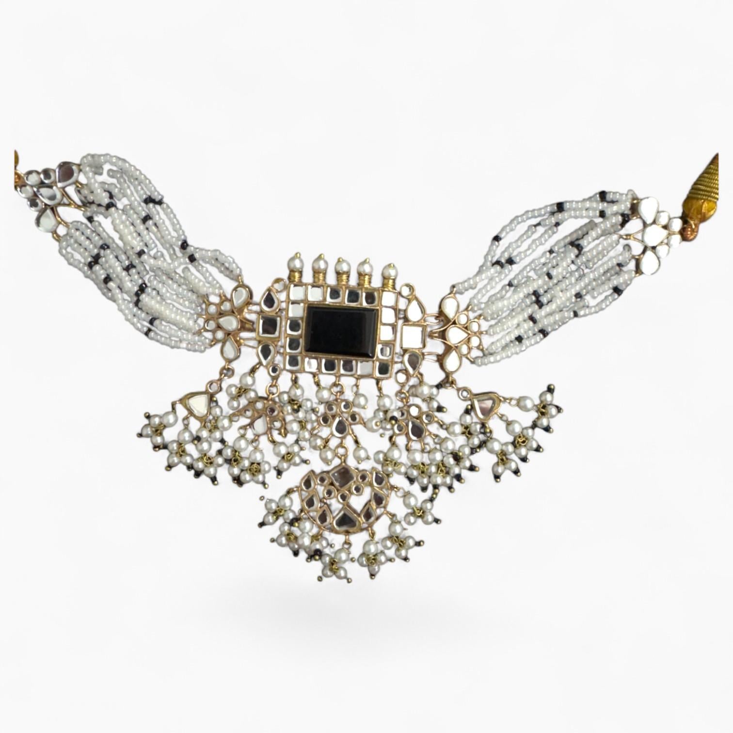 Black and white beads Necklace and Earrings