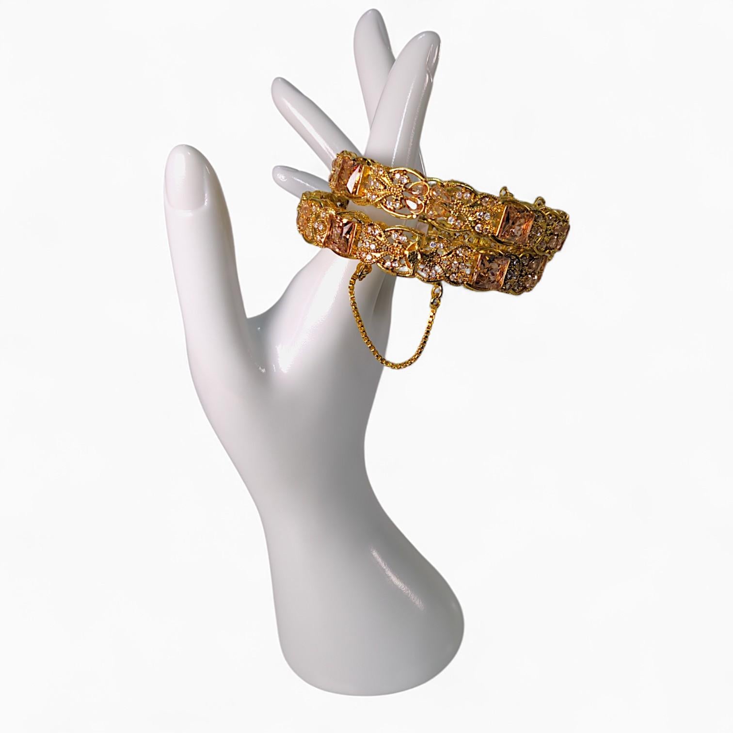 Adjustable White and Brown Stone Bangles 2 per Pack