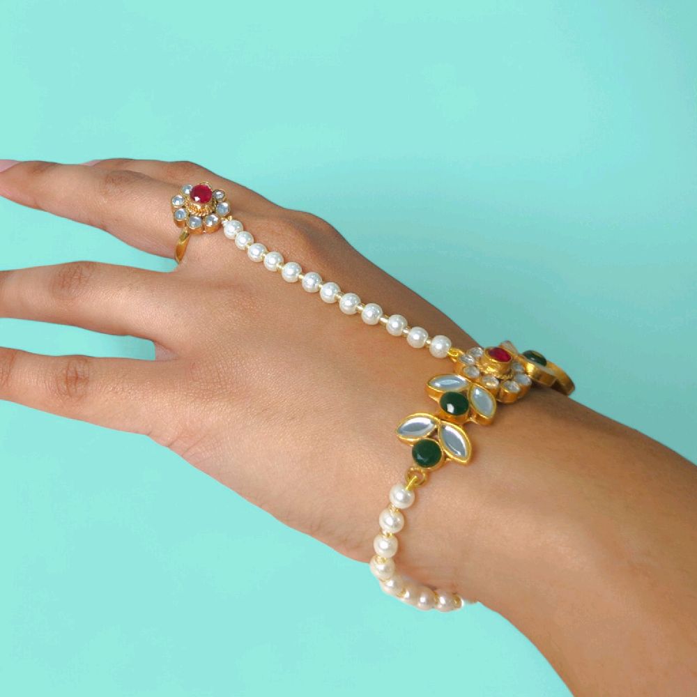 Artificial Peral bracelet with Adjustable Ring