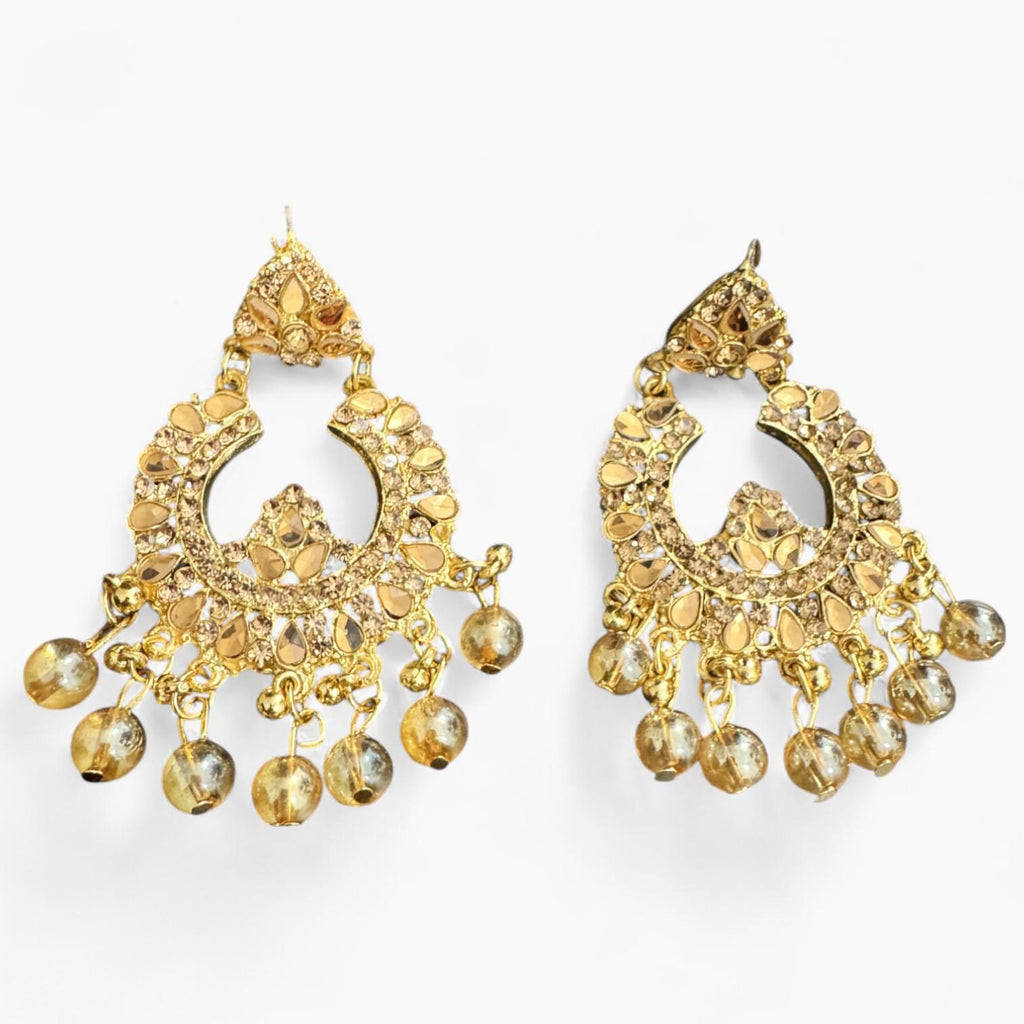 Silver Colour Bindi and Earrings Set