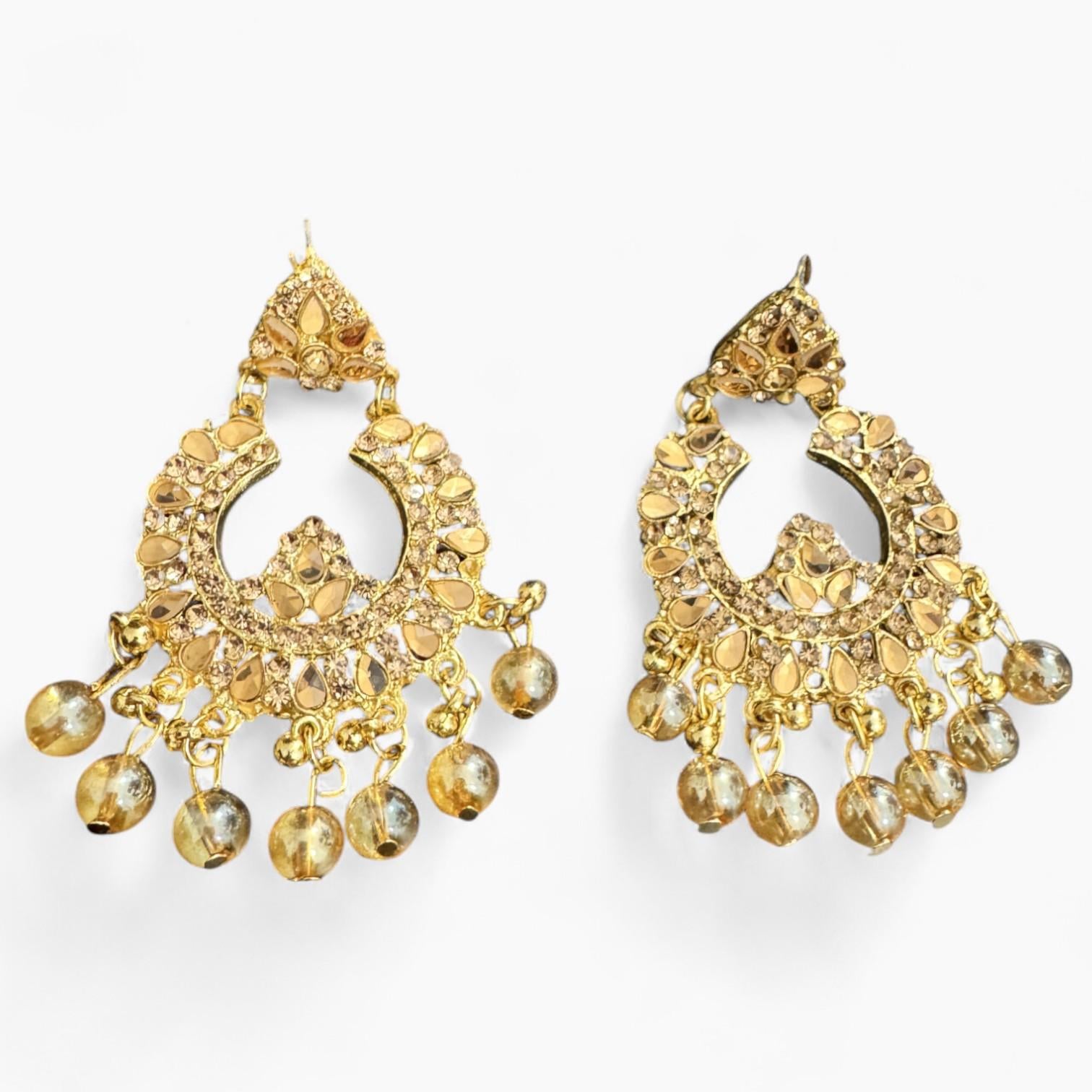 Silver Colour Bindi and Earrings Set